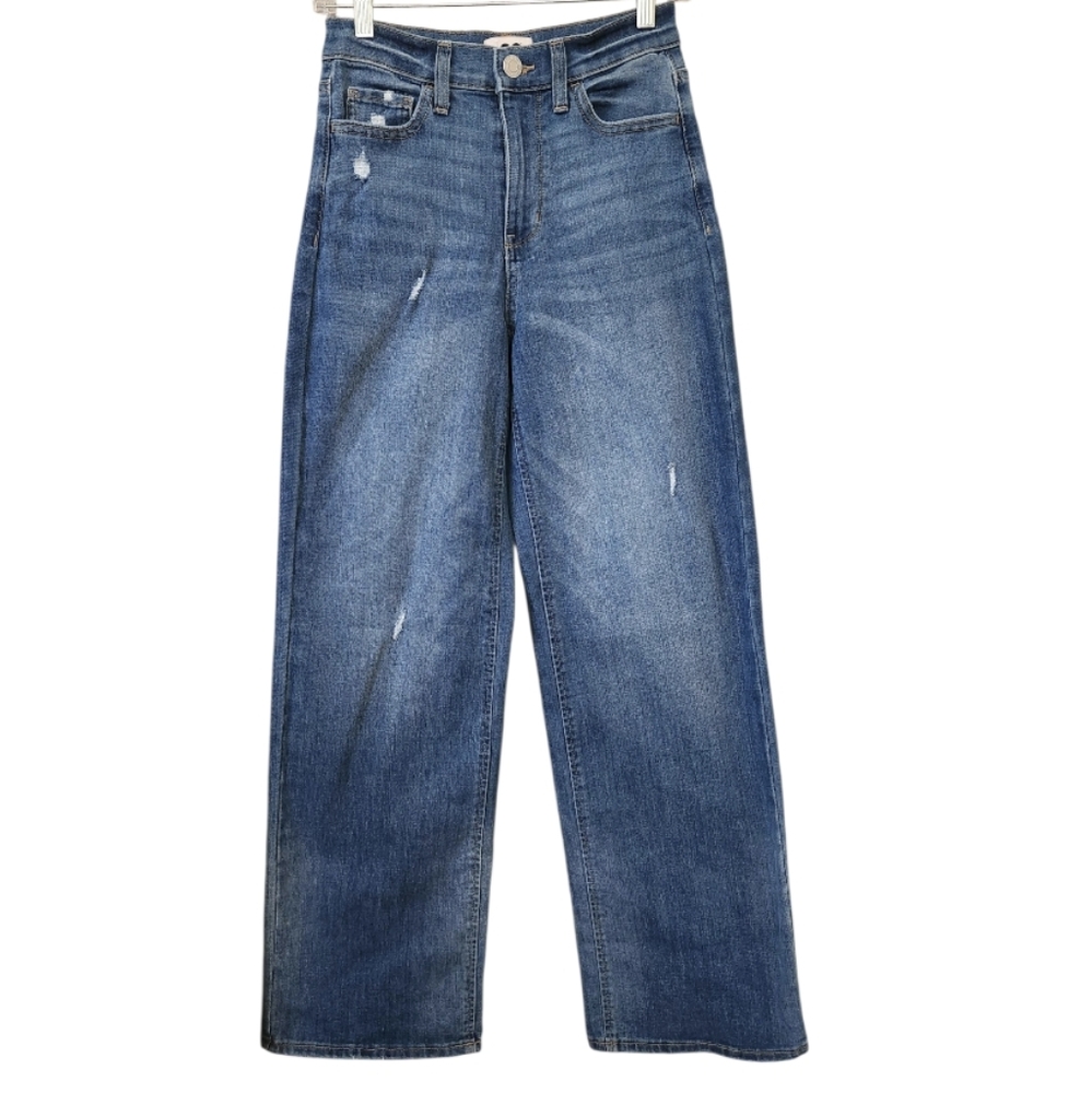 SO Distressed Wide Leg High Rise Jeans Juniors 3 26 Blue Casual Y2K Denim